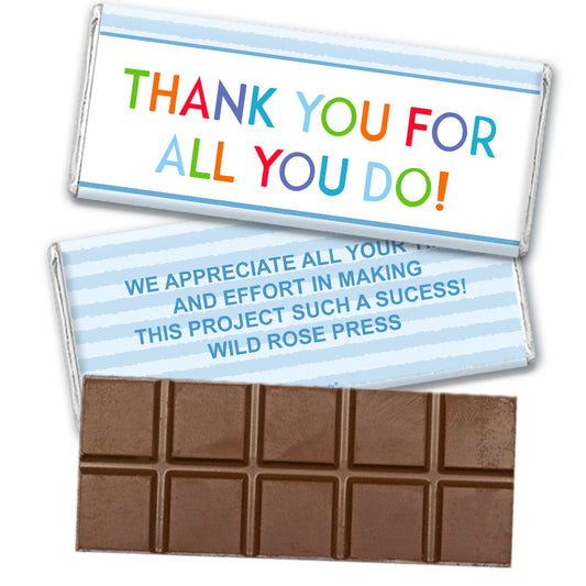 Personalized Striped Business Thank You For All You Do Belgian Chocolate Bar