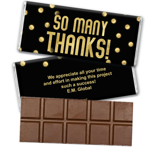 Personalized So Many Thanks Gold Belgian Chocolate Bar