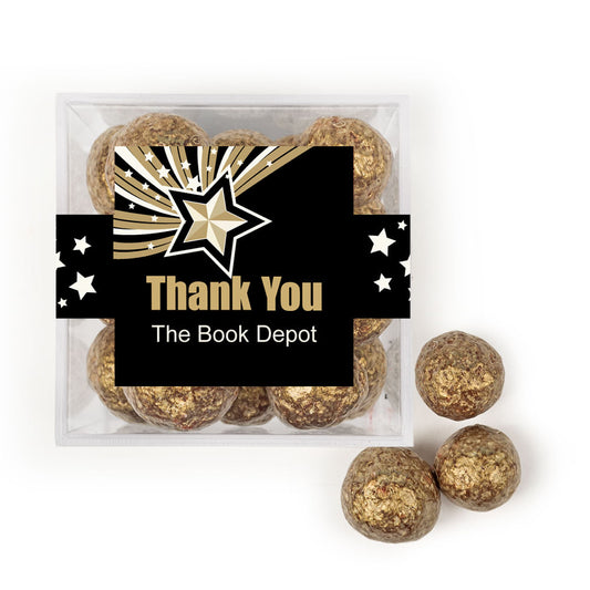 Personalized Thank You Gold Star JUST CANDY� favor cube with Prosecco Cordials