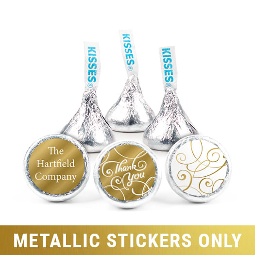 Personalized Metallic Thank You Swirls 3/4" Stickers (108 Stickers)