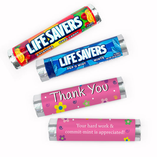 Personalized Thank You Flowers Lifesavers Rolls (20 Rolls)