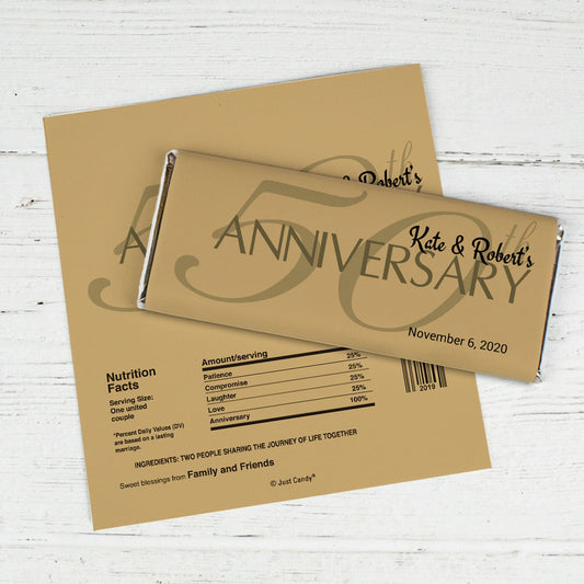 Anniversary Personalized Chocolate Bar Wrappers 50th Anniversary Chocolate Favor