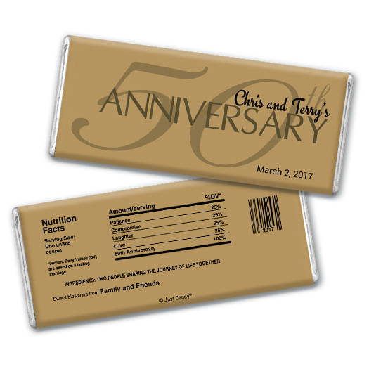 Anniversary Party Favors Personalized Hershey's Milk Chocolate Bar 50th Anniversary Chocolate Favor