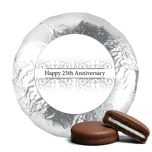 Anniversary Chocolate Covered Oreos Silver 25th Fleur de Lis Gilded