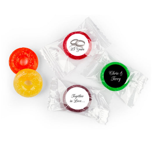 Anniversary Personalized LifeSavers 5 Flavor Hard Candy Gilded Rings 25th (300 Pack)