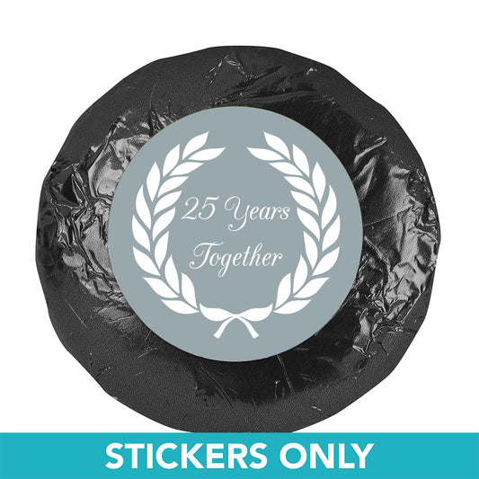 Anniversary 1.25" Sticker Gilded Fleur de Lis 25th (48 Stickers)