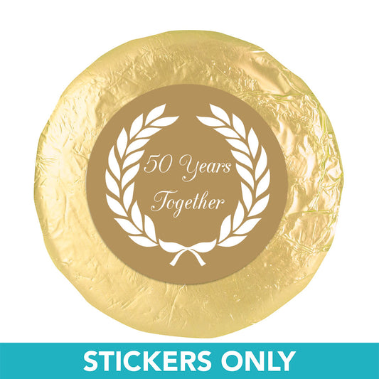 Anniversary 1.25" Sticker Then and Now Golden 50th (48 Stickers)