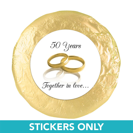 Anniversary 1.25" Sticker 50th Rings (48 Stickers)