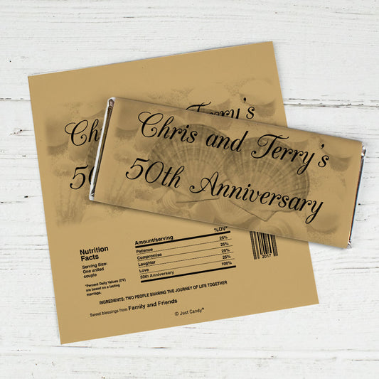 Anniversary Personalized Chocolate Bar Wrappers Chocolate & Wrapper Two of a Kind 50th Anniversary Favors