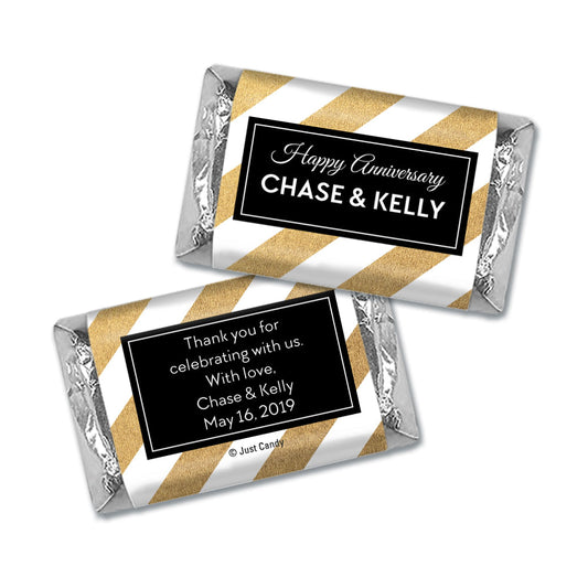 Personalized Hershey's Miniatures Wrappers Shimmering Stripes Anniversary Favors