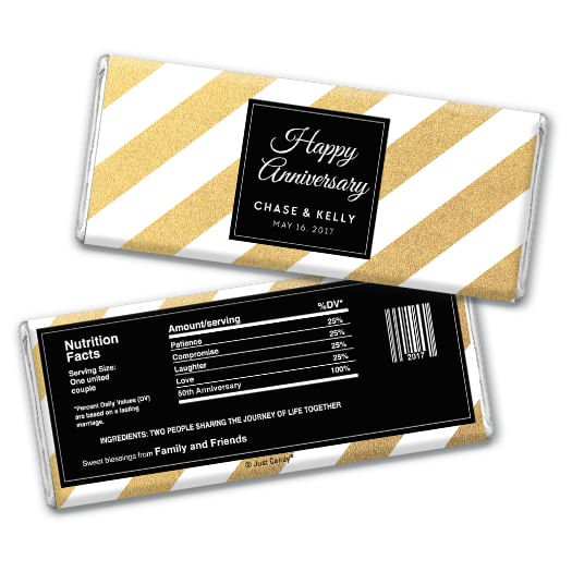 Personalized Hershey's Milk Chocolate Bar Shimmering Stripes Anniversary Favors