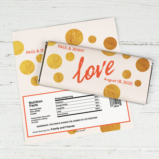 Personalized Chocolate Bar Wrappers Bubbling Love Anniversary Favors