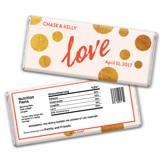 Personalized Hershey's Milk Chocolate Bar Bubbling Love Anniversary Favors