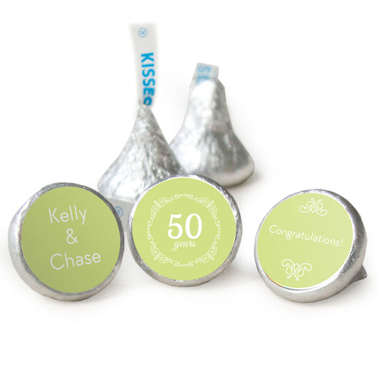 Anniversary Party Favors Personalized Green Swirls 50th Anniversary Hershey's Kisses Candy