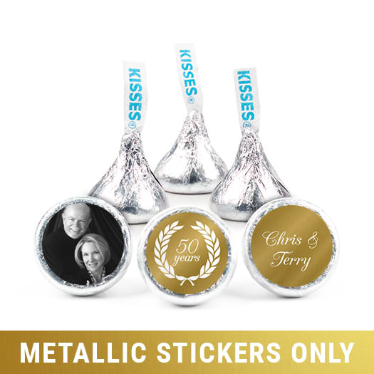 Personalized Metallic Anniversary Now & Then 3/4" Stickers (108 Stickers)