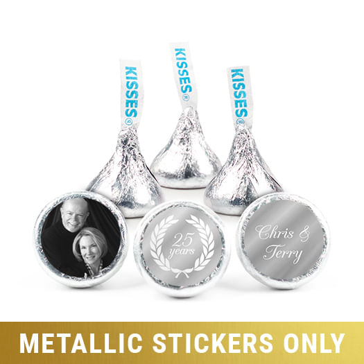 Personalized Metallic Anniversary Now & Then 3/4" Stickers (108 Stickers)