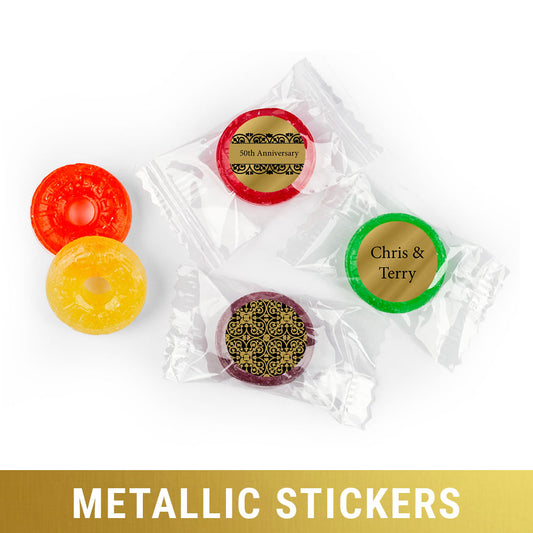 Personalized Metallic Anniversary Golden 50th Life Savers 5 Flavor Hard Candy