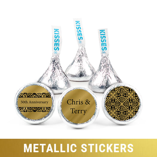 Personalized Metallic Anniversary Golden 50th Hershey's Kisses