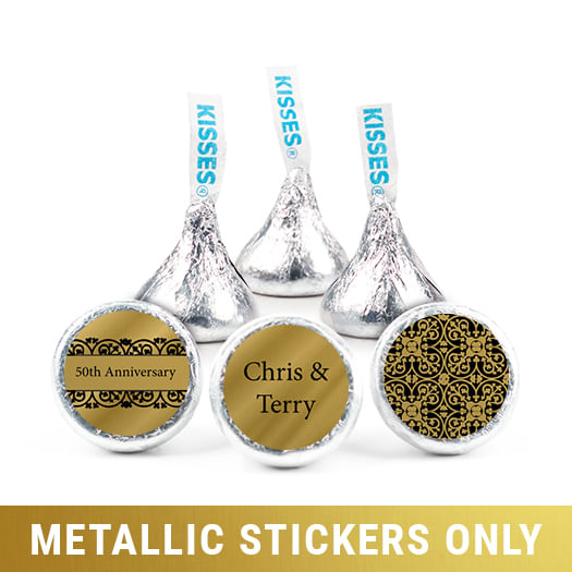 Personalized Metallic Anniversary Golden 50th 3/4" Stickers (108 Stickers)