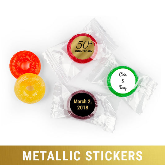 Personalized Metallic Anniversary 50th Life Savers 5 Flavor Hard Candy