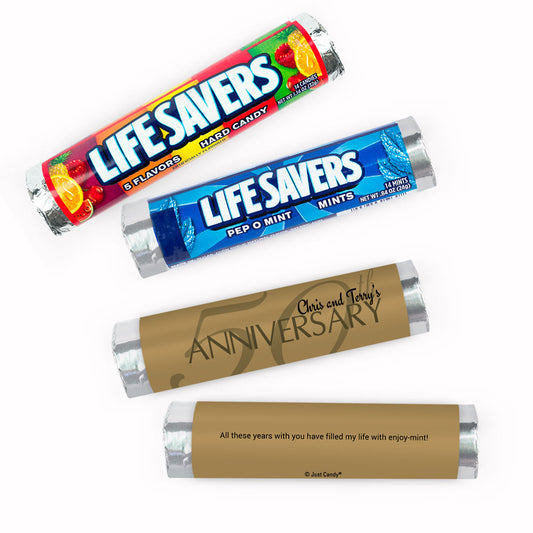 Personalized Anniversary Golden 50th Lifesavers Rolls (20 Rolls)