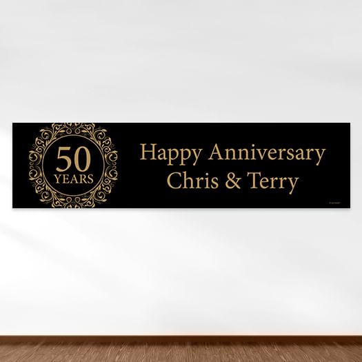 Personalized Golden 50th Anniversary 5 Ft. Banner