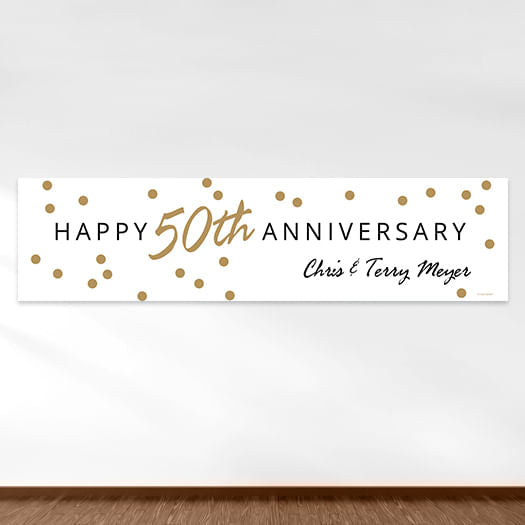 Personalized Gold Dots Anniversary 5 Ft. Banner