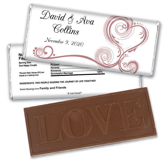 Personalized Wedding Reception Favors Embossed Just Married Chocolate Bar