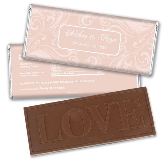 Wedding Favor Personalized Embossed Chocolate Bar Filigree