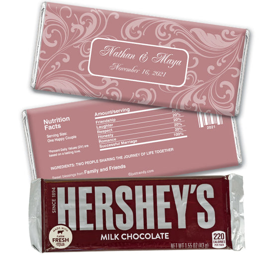 Wedding Favor Personalized Hershey's Milk Chocolate Bar Filigree