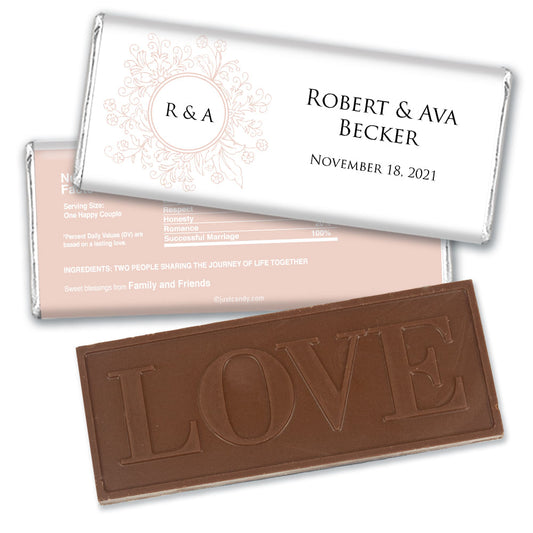 Wedding Favor Personalized Embossed Chocolate Bar Monogram Flower Seal