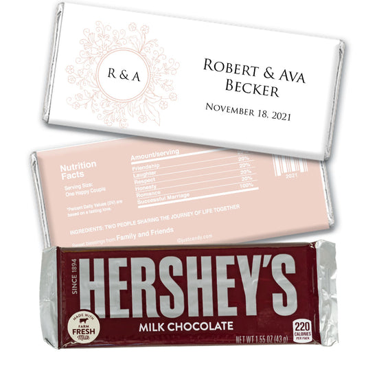 Wedding Favor Personalized Hershey's Milk Chocolate Bar Monogram Flower Seal