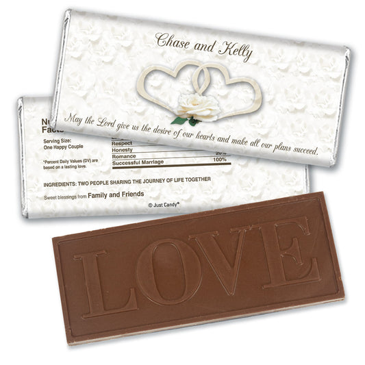 Wedding Favor Personalized Embossed Chocolate Bar Two Hearts Lord's Blessing