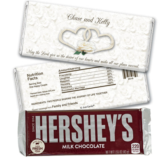 Wedding Favor Personalized Hershey's Milk Chocolate Bar Two Hearts Lord's Blessing