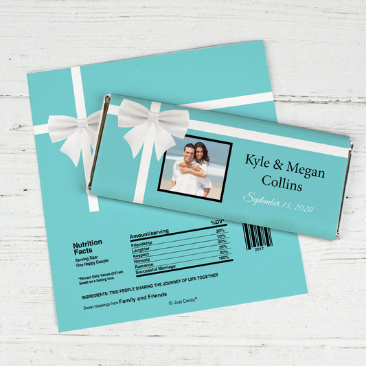 Wedding Favor Personalized Chocolate Bar Wrappers Tiffany Style Gift