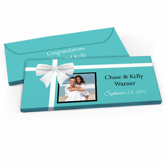 Deluxe Personalized Wedding Tiffany Style Candy Bar Favor Box