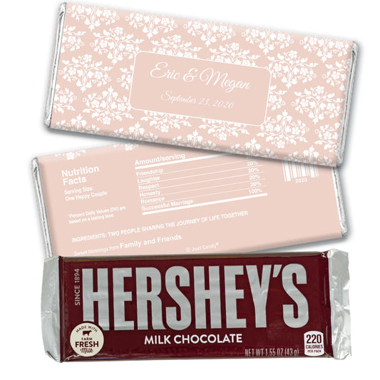 Wedding Favor Personalized Hershey's Milk Chocolate Bar Floral Lattice