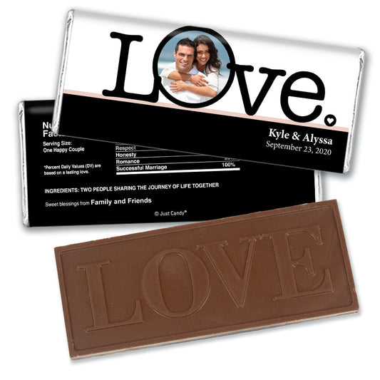 Wedding Favor Personalized Embossed Chocolate Bar Big Love Photo Cameo