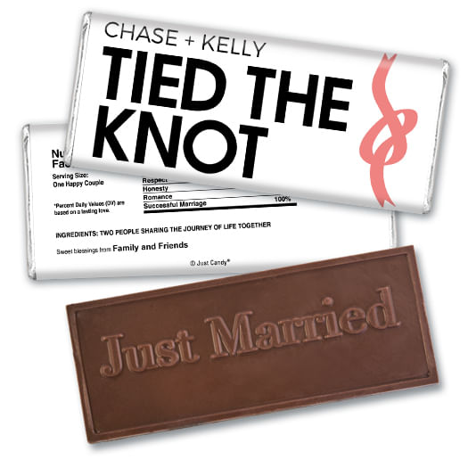 Wedding Favor Personalized Embossed Chocolate Bar Tied The Knot