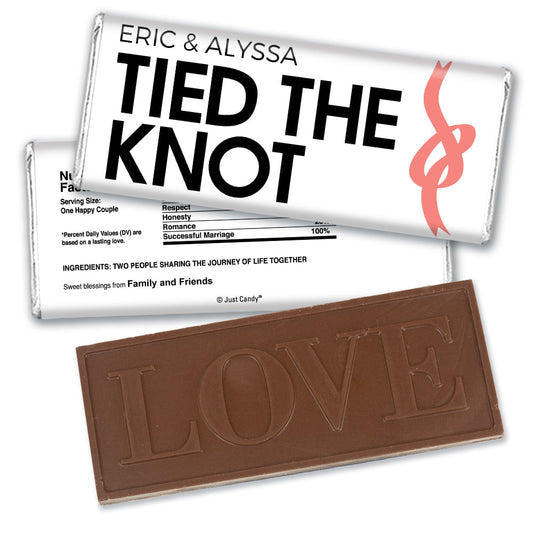 Wedding Favor Personalized Embossed Chocolate Bar Tied The Knot