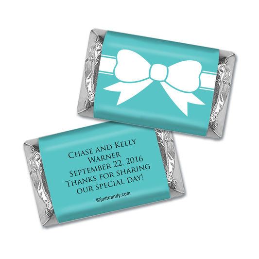 Wedding Favor Personalized Hershey's Miniatures Wrappers Tiffany Theme Bow