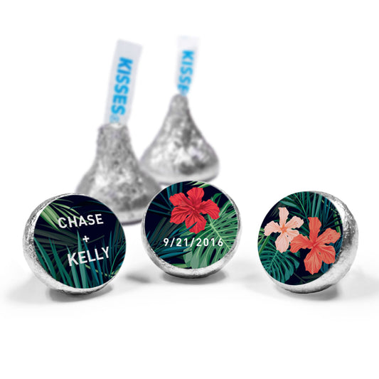 Personalized Hershey's Kisses Tropical Flowers Wedding Favors