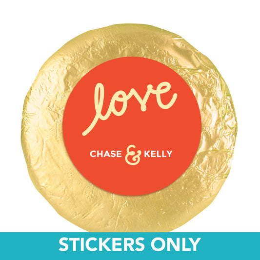 Personalized Wedding Script Love 1.25" Sticker (48 Stickers)