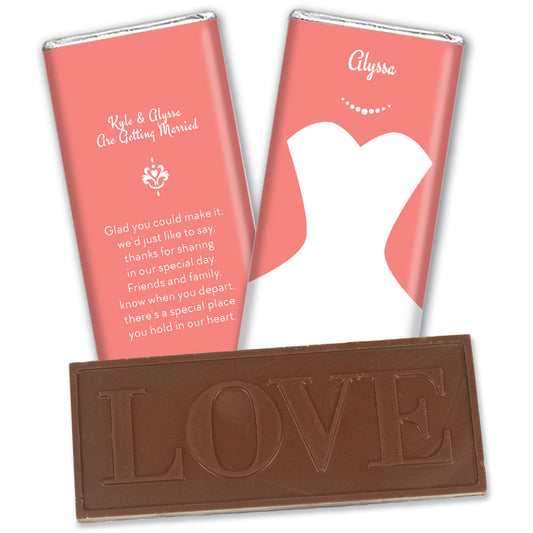 Embossed Just Married Bar Bride's Dress Wedding Favors