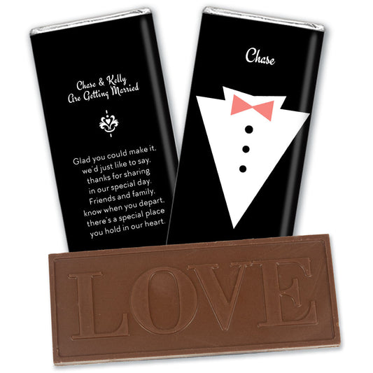 Embossed Just Married Groom's Tuxedo Wedding Favors