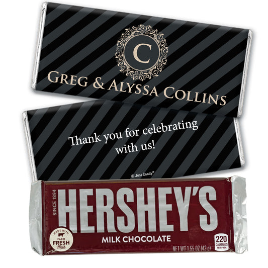 Wedding Favors Personalized Hershey's Milk Chocolate Bar Regal Stripes Chocolate Favor