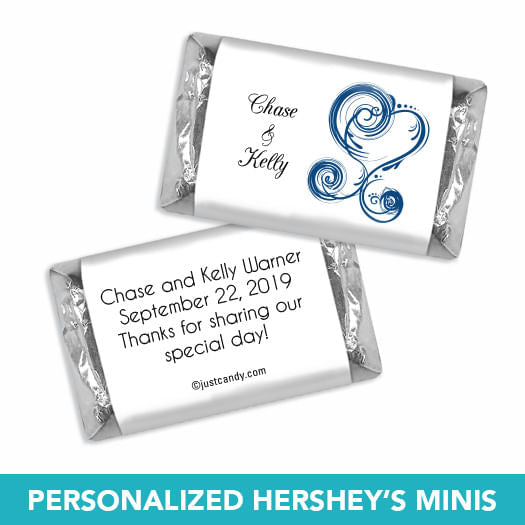 Personalized Wedding Blue Swirled Hearts Deluxe Candy Buffet