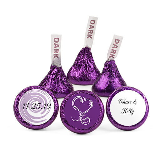 Personalized Wedding Purple Swirled Hearts Deluxe Candy Buffet