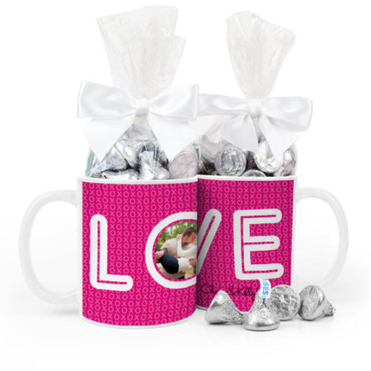 Personalized Wedding XOXO 11oz Mug with Hershey's Kisses