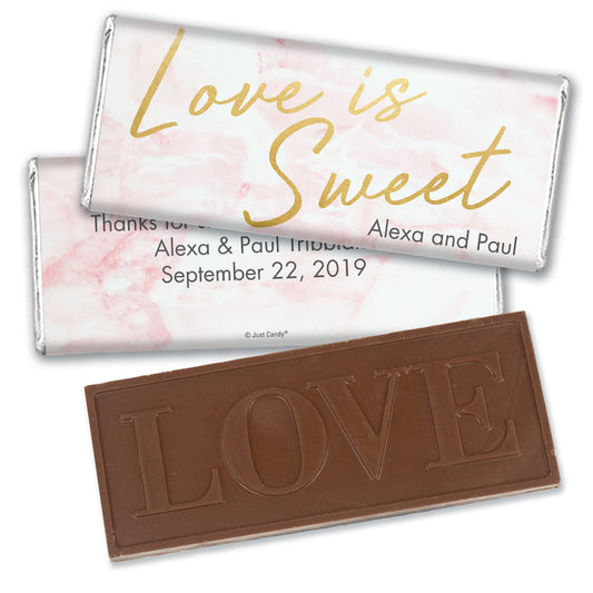 Personalized Wedding Love is Sweet Marble Embossed Chocolate Bar